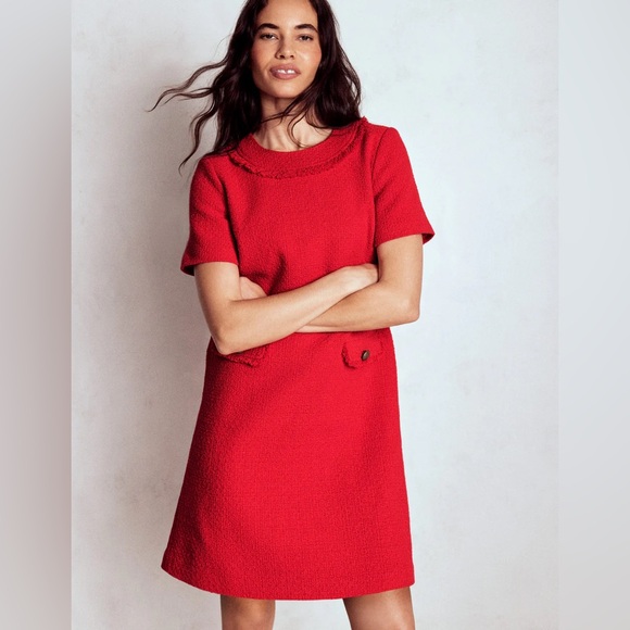 Evita Cotton Shift Dress-Poppy Red - Picture 4 of 9